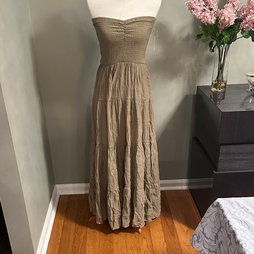 HYFVE Strapless Olive Maxi Dress